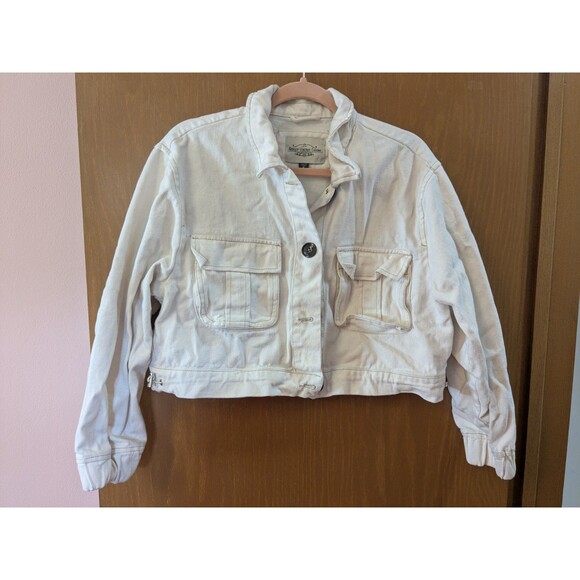Ashley Vintage Charm Large White Cropped Denim Jacket - Picture 1 of 5